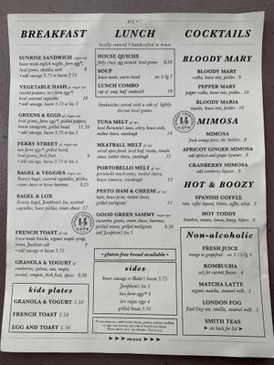 Menu at Street 14 Coffee in Astoria