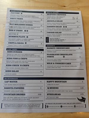 Menu showing a vegan salad at Fort George Brewery in Astoria