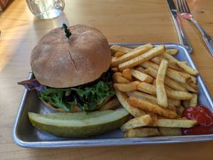 Isotope Burger at Fort George Brewery in Astoria