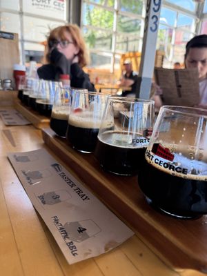 Flight of stouts  at Fort George Brewery in Astoria