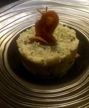 Soul R. Risotto with parmesan cheese and vegan bacon at Soul R. Vegan Cafe in Taipei