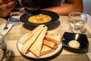 pumpkin soup at Soul R. Vegan Cafe in Taipei