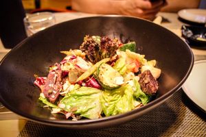 ceasar salad with "bacon" at Soul R. Vegan Cafe in Taipei