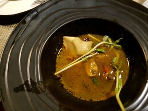 Appertizer Very Spicy King Mushroom Soup at Soul R. Vegan Cafe in Taipei