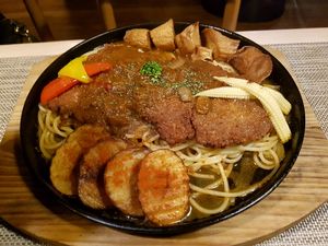Black Pepper Steak (Deep fried slightly chewy gluten) which sauce cannot be separated. The sauce is slightly spicy and sweet. NTW550. Large Portion. at Soul R. Vegan Cafe in Taipei