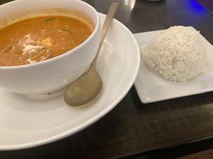 Yellow curry with tofu added at Saisaki Van Wert in Van Wert