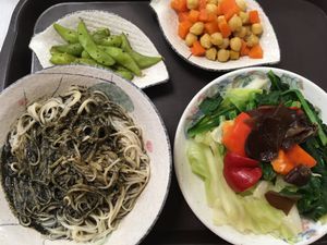 Basic combo meal with black sesame noodles at Taiwan Sù 食在地台灣素食堂 in Taipei