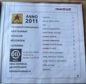 Speisekarte  at BioToko in Zutphen