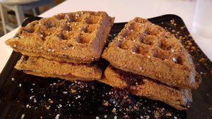 Blueberry waffles at Copper Branch - Bishop in Montreal