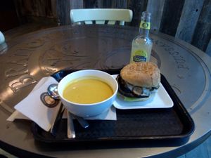 soup and burger at Copper Branch - Atwater in Montreal
