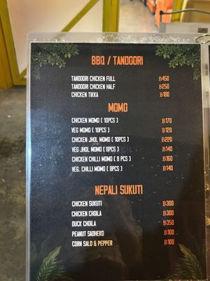 Menu  at Jyoti Restaurant in Bangkok