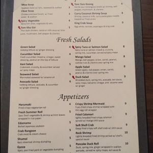 menu at Oka in Lancaster