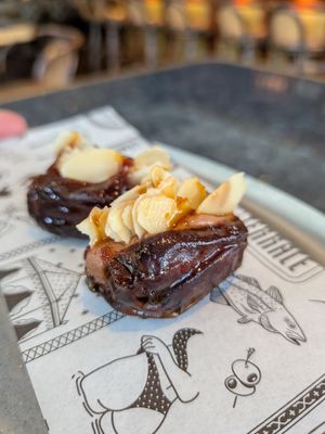 Medjool dates with almonds and chocolate at Kazba Cocktail Bar in Fortitude Valley
