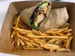 Twister wrap with crispy “chicken" at Native Foods - Clairemont Mesa in San Diego