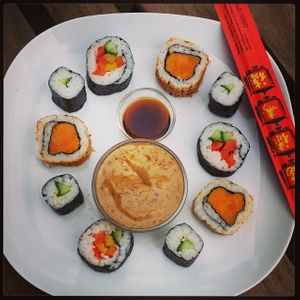 vegan sushi at Love Juice in Manchester