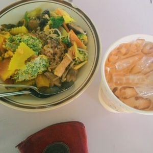 Mostly are Thai and Chinese vegetarian food. Really inexpensive price because most customers are students.  at Food for Health - Food Stall in Hat Yai