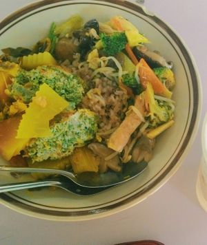 Mostly are Thai and Chinese vegetarian food. Really inexpensive price because most customers are students.  at Food for Health - Food Stall in Hat Yai