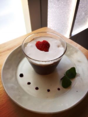 vegan Chocolate pudding at Furomae Cafe in Tokyo