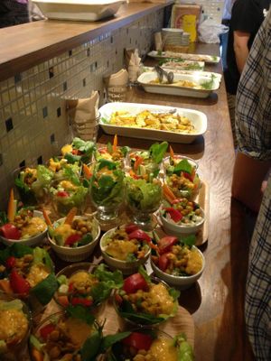 Party buffet at Furomae Cafe in Tokyo