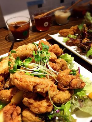 Vege meat Karaage  at Furomae Cafe in Tokyo