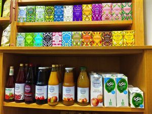 Organic juices and tea at Wholesome in Gorey