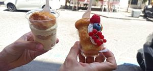 Baba (left with lemon cream) at Vegan Art in Naples