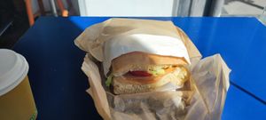 And a salty ham Focaccia Farcita at Vegan Art in Naples