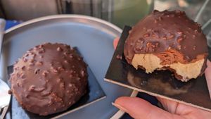 Scrummy! Chocolate, soft caramel/creamy centre at Vegan Art in Naples