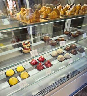 Selection of cakes at Vegan Art in Naples