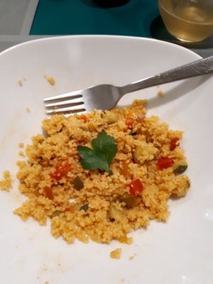 Couscous with vegetables at Vegan Art in Naples