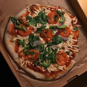 Vegan pizza (custom) with Daiya cheese at Your Pie - Broadway in Columbus