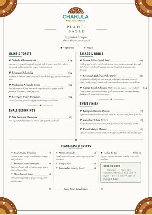 The Vegetarian options available on our menu. at Chakula in Leiria