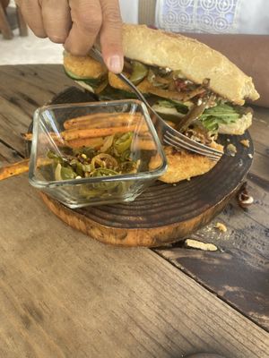 Palma Baguette w/Sweet Potato Fries  at Verde Vegan in Acapulco