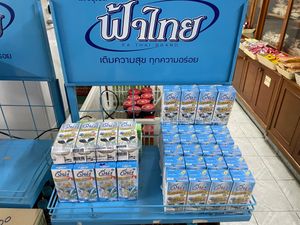 Soy and nut milks for sale at Oasis Vegetaurant in Chiang Rai