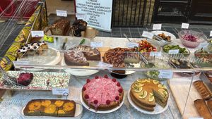 I had the lemon and rosemary it had great flavour and really pretty and not too sweet and my daughter pick a slice of lemon and blueberry and loved it , moist and delicious  at Vegan Garden London - Food Stand in South East London