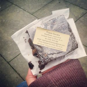 Amazing Chocolate Brownie from the other Month, 
Was a bit crumbly for my tastes - but amazing non the less!! at Vegan Garden London - Food Stand in South East London