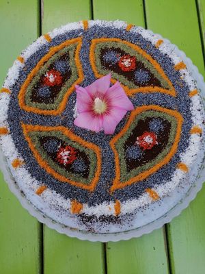 #cake #vegancake #vegandessert #veganfood #with #vanilla #peach #cocoa #homemade #mandalacake #kadıköy #istanbul #anatolianside #rasimpaşa #yeldeğşrmeni at Mahatma Cafe in Istanbul