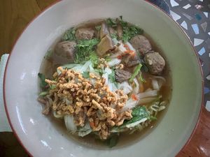 Boat noodles with mock meats  #Veganuary at Tamachat in Chiang Rai