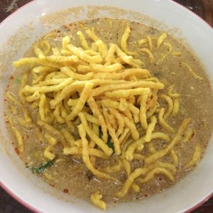 Noodle soup with coconut milk. Very good! at Tamachat in Chiang Rai