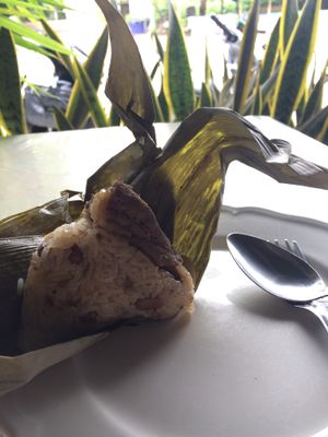 Sticky rice with mushroom, beans and peanuts at Tamachat in Chiang Rai