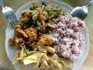 Bamboo, curry, and creen veggies at Tamachat in Chiang Rai