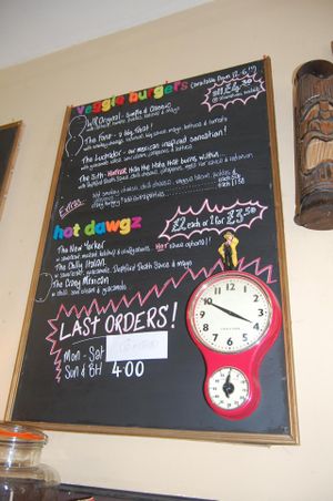 Menu (as at 10th June 2015) at The Waiting Room in South East London