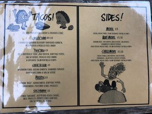 Taco menu (everything vegan)  at The Waiting Room in South East London