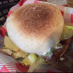 Vegan fish finger sandwich! at The Waiting Room in South East London