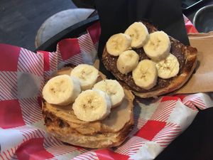 vegan peanut butter nutella banana bagel at The Waiting Room in South East London