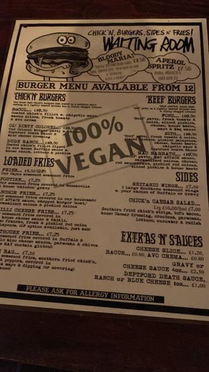 Menu   at The Waiting Room in South East London