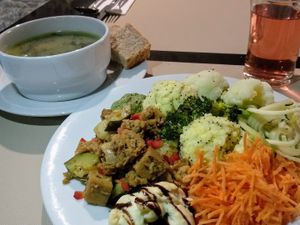 Soup + tea + dish
All vegan at Hibiscus in Braga