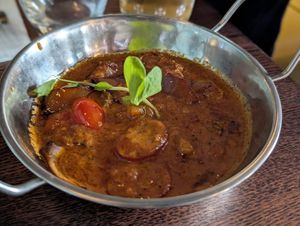 Aubergine curry at Roost Restaurant & Bar in Malmesbury