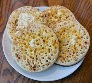 Sourdough crumpets  at Thyme - Premier Inn Manchester Airport  in Manchester