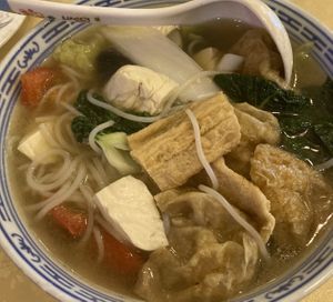 Tofu with thin noodles and veggies    at Amazing Kitchen in Kowloon